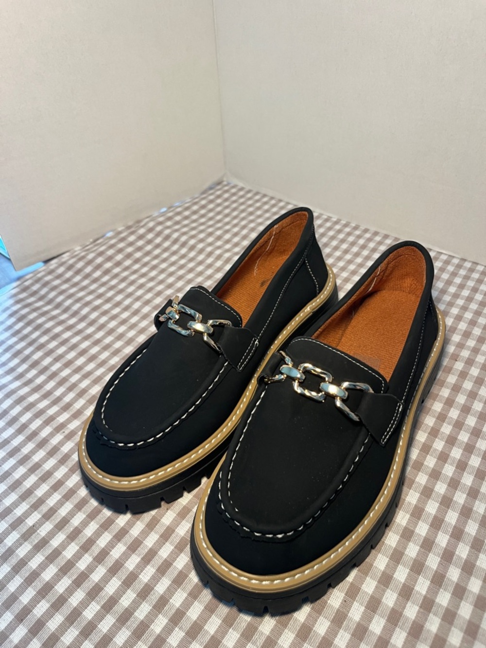 Chunky Black Chain-Accent Lightweight Summer Loafers Size EU 40, Serra Brand - Picture 8 of 9